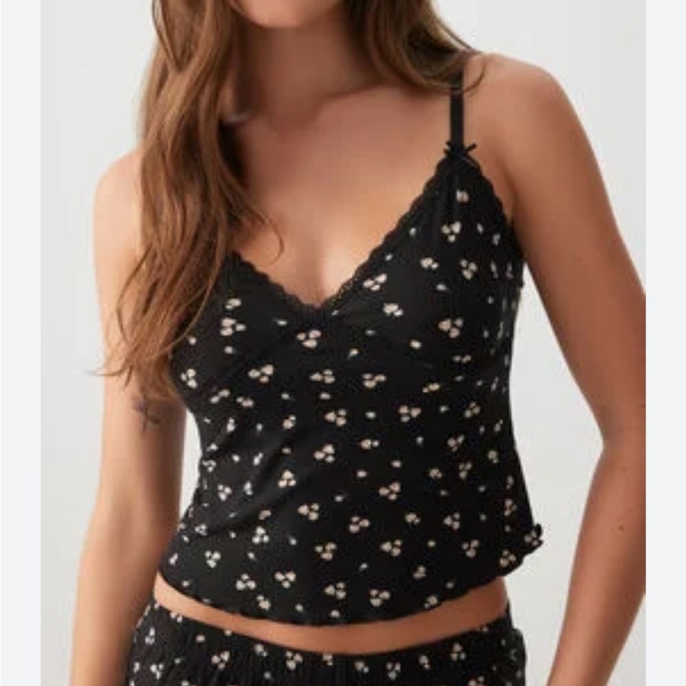 ROSE + VINE super soft pj set floral sleep set boxers & cami top black size L/XL - Picture 17 of 17